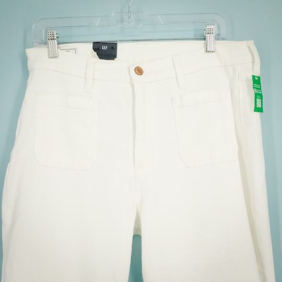 Gap 31 Size 12 White 70s Flare High Rise Stretch Button Zip Denim Jeans NEW - Picture 3 of 9